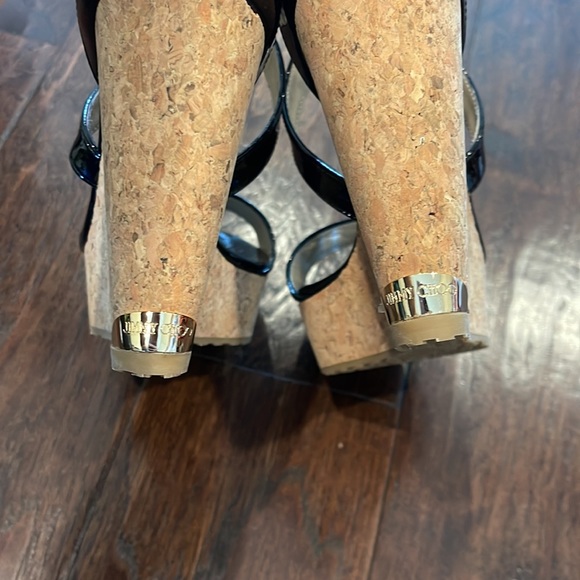 NWT Brand New Jimmy Choo Portia 120 Black Patent Leather Wedges 36 6 Women’s - Picture 11 of 17